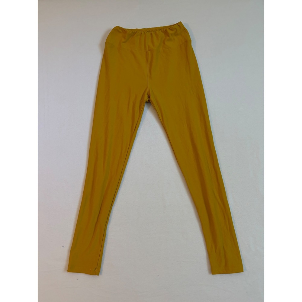 LuLaRoe Mustard Yellow Solid Leggings One Size OS High Rise Soft Stretch Womens